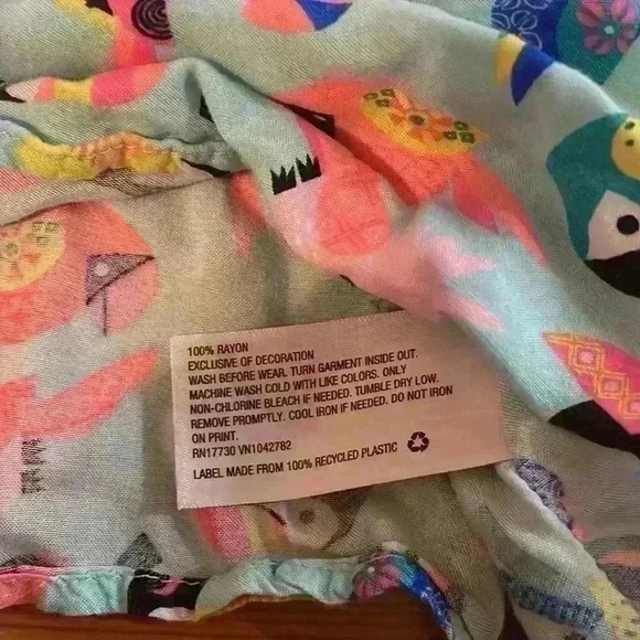 Cat & Jack Girls Toddler Toucans Tropical Birds Cover Up Turquoise 12 months - Picture 3 of 4